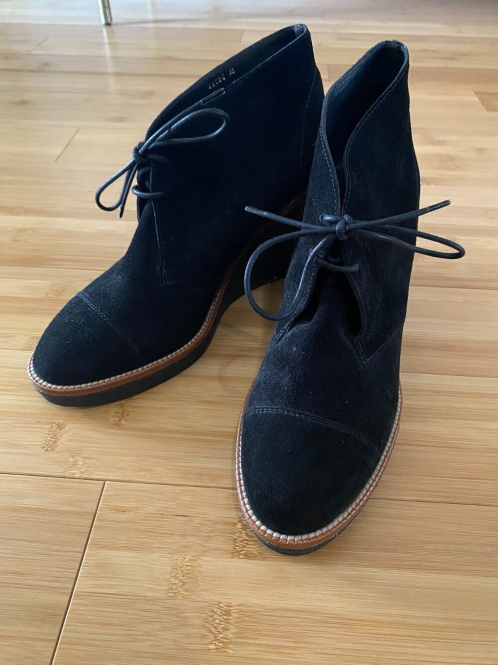 LK Bennett Lace Up Black Suede Ankle Boots